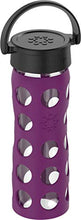 Load image into Gallery viewer, Lifefactory 16-Ounce BPA-Free Glass Water Bottle with Classic Cap and Protective Silicone Sleeve, Plum
