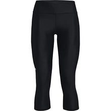 Load image into Gallery viewer, Under Armour Women's HeatGear Armour Mid No-Slip Waistband Pocketed Capri , Black (001)/White , Medium
