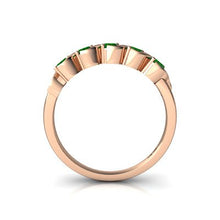 Load image into Gallery viewer, 14kt Rose Gold Lab Emerald 3mm Round Anniversary Band Ring - Size 7.5

