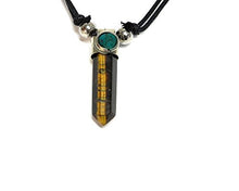 Load image into Gallery viewer, Mia Jewel Shop Hexagonal Healing Gemstone Crystal Point Pendant Round Chrysocolla Stone Adjustable Necklace (Brown Tiger's Eye)
