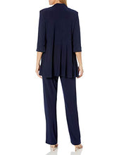 Load image into Gallery viewer, R&amp;M Richards Women's Lace ITY 2 Piece Pant Suit - Mother of The Bride Outfit, 6 Navy
