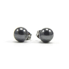 Load image into Gallery viewer, 6mm Hematite Ball Stud Earrings For Men &amp; Women, Hypoallergenic Surgical Steel
