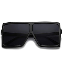 Load image into Gallery viewer, GRFISIA Square Oversized Sunglasses for Women Men Flat Top Fashion Shades (black frame/gray lens, 2.56)
