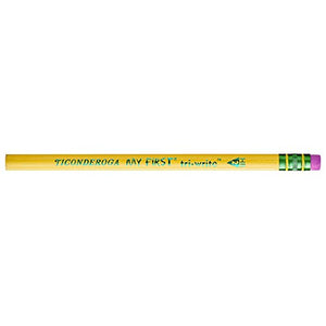 TICONDEROGA My First Tri-Write Pencils with Eraser, Primary Size Wood-Cased #2 HB Soft, Yellow, 36-Pack (13082)
