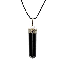 Load image into Gallery viewer, Raw Black Tourmaline Crystal Healing Pendant Necklace –Protection Negative Energy Cleanser Natural Stress Aid Soothe Mind Emotions - Authentic Stone on Silver Plated 18&quot; Chain Chakra Healing Charm
