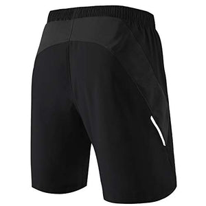 HMIYA Men's Casual Sports Quick Dry Workout Running or Gym Training Short with Zipper Pockets（White,S）