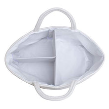 Load image into Gallery viewer, Mila Millie Baby Large Cotton Rope Diaper Caddy | Organizer Storage Bin for Nursery Essentials | Portable Bag for Changing Table and Car | 100% Natural Cotton | Eco Friendly (White &amp; Biege)
