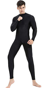Speerise Mens Turtleneck Spandex Long Sleeve Unitard Bodysuit Dancewear, Black, XXL