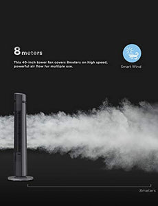 PELONIS Oscillating Tower Fan with Remote Control 40’’ Quiet Stand Up Fan with 3 Speed Settings and 3 Modes 15-Hour Timer LED Display for Bedroom Home Office Use, Black