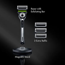 Load image into Gallery viewer, Gillette Mens Razor with Exfoliating Bar by GilletteLabs, Shaving Kit for Men, Includes 1 Handle, 4 Razor Blade Refills, 1 Premium Magnetic Stand
