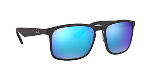 Ray-Ban Men's RB4264 Chromance Sunglasses, Matte Black/Polarized Blue Mirror, 58 mm