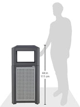 Load image into Gallery viewer, Safco Products Evos Outdoor/Indoor Trash Can with Perforated Galvanized Steel Panel, 15 Gallon, Black

