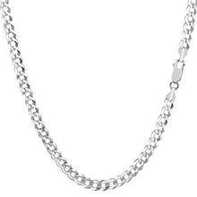 Load image into Gallery viewer, 14K Solid Yellow Gold 3.8mm Cuban Curb Link Chain Necklace- Lobster Claw Clasp (White, 20)
