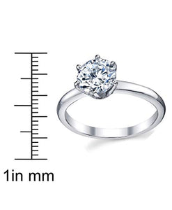 1.25 Carat Round Brilliant Cubic Zirconia CZ Sterling Silver 925 Wedding Engagement Ring Size 6