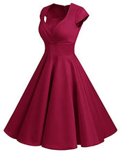 Load image into Gallery viewer, Womens 50s Retro Swing Dress Knee Length Mother of The Bride Dresses for Wedding Dark Red M
