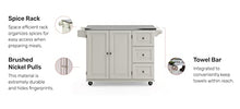 Load image into Gallery viewer, Homestyles Kitchen Cart with Stainless Steel Metal Top Rolling Mobile Kitchen Island with Storage and Towel Rack 54 Inch Width Off White
