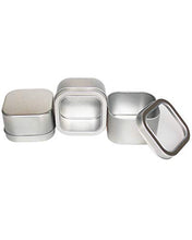 Load image into Gallery viewer, Empty 8-Ounce Capacity Square Silver Metal Tins with Clear Window for Candle Making, Candies, Gifts &amp; Treasures (6 Pack)
