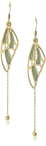 14K Gold Plated Fashion Temperament Tassel Butterfly Wings S925 Silver Needle Personality All-match Hook Earrings for Women Girl Gifts Valentines Birthday Anniversary Mother’s Day