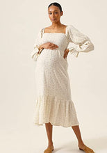 Load image into Gallery viewer, NOTHING FITS BUT Women’s Classic Nursing Cotton Yuki Dress, Muslin Yuki Maternity Gown, Casual Maternity Dress, White, Floral Gauze wear, M
