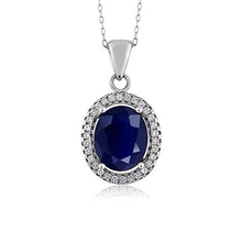 Load image into Gallery viewer, Gem Stone King 925 Sterling Silver Blue Sapphire Women&#39;s Gemstone Pendant Necklace, 5.40 Ctw Oval with 18 Inch Silver Chain
