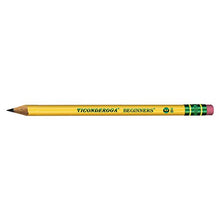 Load image into Gallery viewer, Ticonderoga Beginner Pencils, Wood-Cased #2 HB Soft, With Eraser, Yellow, 12-Pack (13308)
