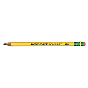 Ticonderoga Beginner Pencils, Wood-Cased #2 HB Soft, With Eraser, Yellow, 12-Pack (13308)