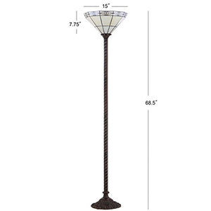 JONATHAN Y JYL8005A Moore Style 68.57" Torchiere LED Floor Lamp, Tiffany, Traditional for Bedroom, Living Room, Bronze