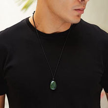 Load image into Gallery viewer, Luck Strings Handmade Chakra Gemstone Crystal Pendant Necklace, Unisex Design for Men &amp; Women, Large Rock Energy Amulet Jewelry Collar for Spiritual Wellness, Gem Accessory Gift, Nuummite Black
