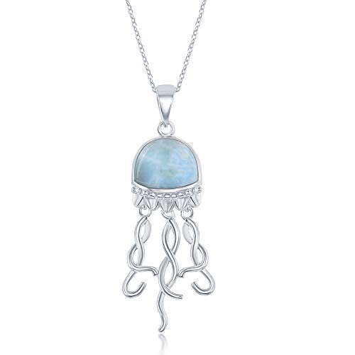 Sterling Silver Natural Larimar Jellyfish 18