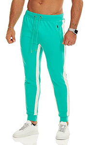 OuBER Men's Gym Jogger Pants Slim Fit Workout Running Sweatpants with Zipper Pockets (Small, Mint Green)