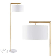 Load image into Gallery viewer, Archiology Floor Lamp - Gold Floor Lamp with Marble Base &amp; White Linen Drum Shade ,Modern Floor Lamps for Living Room,Bedrooms, Study Room and Office (62.2’’)
