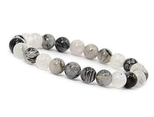 Load image into Gallery viewer, Manifestation Bracelet- Handmade Natural Black Rutile Bracelet - Natural Stone Yoga Bracelet - Gemstone Beaded Stretch Bracelet 8mm - Stone Bracelet
