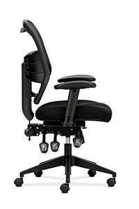 HON Prominent High Back Task Mesh Computer Chair with Arms for Office Desk, Black (HVL532), Asynchronous Control