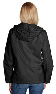 eb79 Soccer Jackets for Women Ladies Hooded Windbreaker - Black, Large