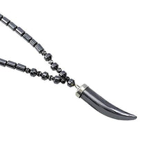 Load image into Gallery viewer, IDB Non Magnetic Hematite Tooth Pendant Necklace - The Ultimate Courage Enhancer
