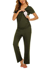 Load image into Gallery viewer, Ekouaer Women&#39;s Maternity Sleepwear Nursing Pajamas for Breast Feeding Nursing Pjs Army Green XXL
