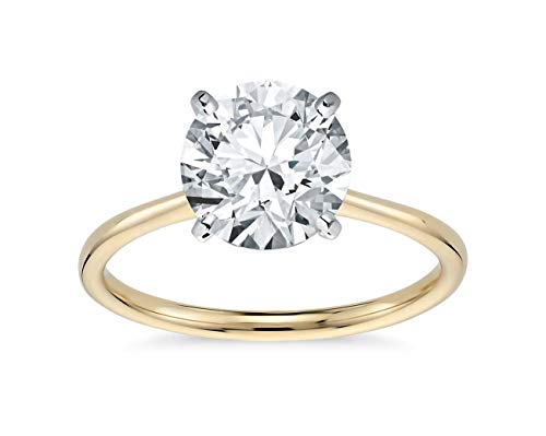 14K Solid Yellow Gold 2.0 Carat Solitaire CZ Engagement Ring, Size 6