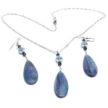 Load image into Gallery viewer, Ice Blue Kyanite Flat Teardrop Earrings Sterling Silver or Gold-Filled
