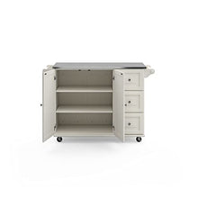 Load image into Gallery viewer, Homestyles Kitchen Cart with Stainless Steel Metal Top Rolling Mobile Kitchen Island with Storage and Towel Rack 54 Inch Width Off White

