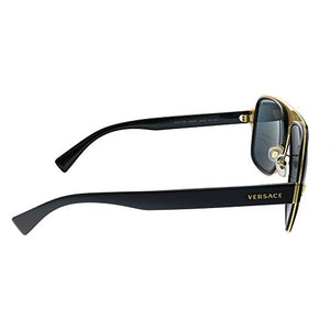 Versace Medusa Charm VE 2199 100281 Black Plastic Aviator Sunglasses Grey Polarized Lens