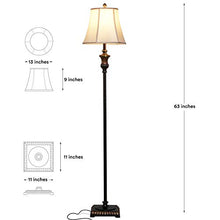 Load image into Gallery viewer, Brightech Sophia LED Floor Lamp - Free Standing Elegant Style - Tall Pole Light for Living Room, Office Or Bedroom- Rustic Upright Light with Bell Fabric Shade - LED Bulb Included - Bronze
