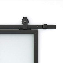 Load image into Gallery viewer, JUBEST Double Barn Door 72 x 84 in with 13FT Hardware Kit, 2 Sets of 36x84 in Clear Tempered Glass Aluminum Frame Barn Door,Pocket Interior Door, Easy Assembly，Black Top-Mounted Hardware
