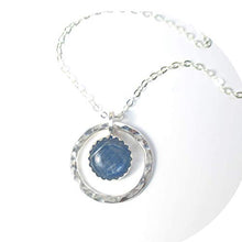 Load image into Gallery viewer, Kyanite Necklace with Hammered Silver Circle Pendant
