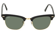 Load image into Gallery viewer, Ray Ban Sunglasses Clubmaster RB3016 W0365 Ebony Black/Arista Gold/Crystal Green, 51mm, Black Frame/Green G-15xlt Lens, 51 mm
