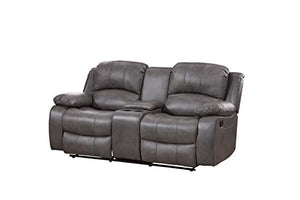 Betsy Furniture 3PC Bonded Leather Recliner Set Living Room Set, Sofa Loveseat Chair Pillow Top Backrest and Armrests 8018 (Grey, Living Room Set 3+2+1)