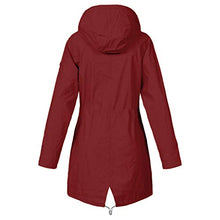 Load image into Gallery viewer, Women&#39;s Waterproof Raincoat Coats, Hooded Long Sleeve Rain Jacket Windproof Warm Solid Color Zipped Trench Coats
