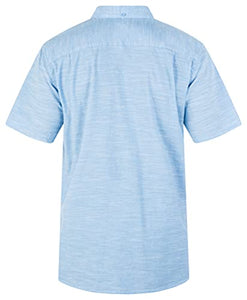 Hurley Men's One and Only Textured Short Sleeve Button Up, blue ox, XL
