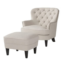 Load image into Gallery viewer, Great Deal Furniture Alfred Fabric Club Chair, Natural with Ottoman
