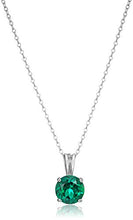 Load image into Gallery viewer, Amazon Essentials Sterling Silver Round Cut Created Emerald Birthstone Pendant Necklace (May), 18&quot;
