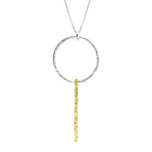 Load image into Gallery viewer, Silpada &#39;Intermix&#39; Open Circle &amp; Bar Pendant Necklace in Sterling Silver &amp; Brass
